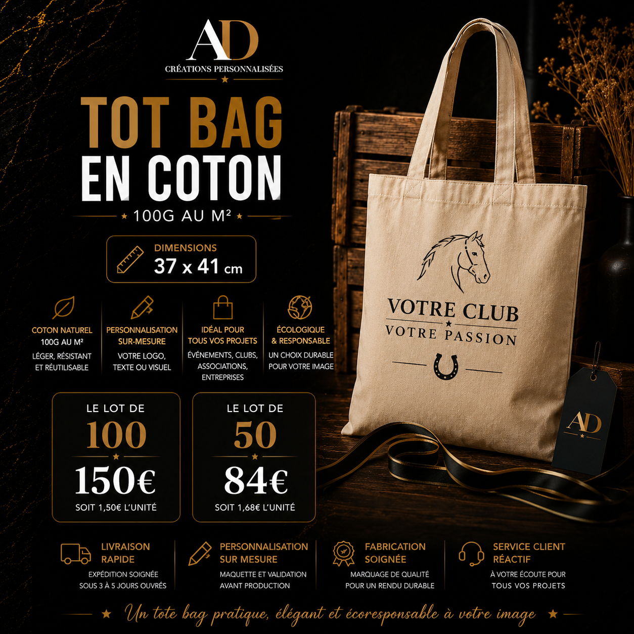 Tote bags en coton personnalisés – Clubs, associations & événements