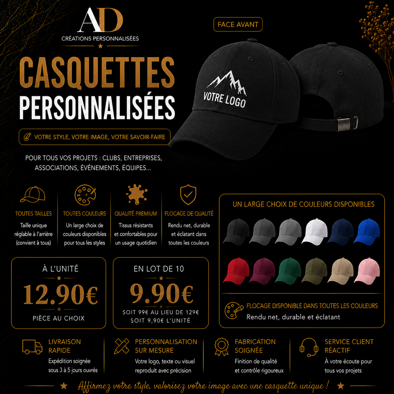 Casquettes personnalisées | Flocage sur mesure