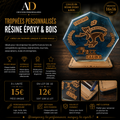 Trophées personnalisés en résine époxy & bois