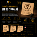 Trophées personnalisés en bois gravé | Gravure laser